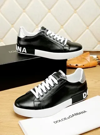 Dolce & Gabbana Black Leather White Sole Lifestyle Sneakers 6