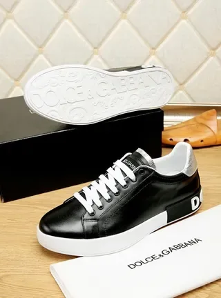 Dolce & Gabbana Black Leather White Sole Lifestyle Sneakers 8