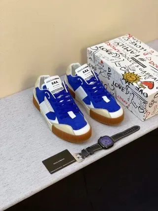 Dolce & Gabbana Blue White Beige Gum Sole Lifestyle Sneakers 6