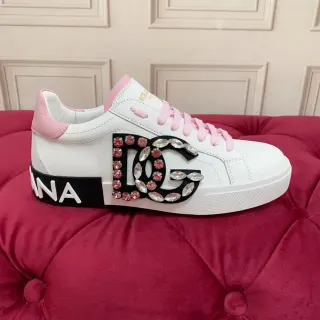 Dolce & Gabbana DG Cristal Branco Rosa Tênis Lifestyle