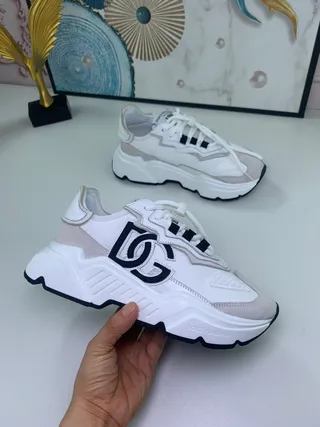 Dolce & Gabbana NS1 سول أبيض بيج upper طبقية سنيكرز سميكة 6