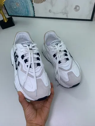 Dolce & Gabbana NS1 سول أبيض بيج upper طبقية سنيكرز سميكة 8