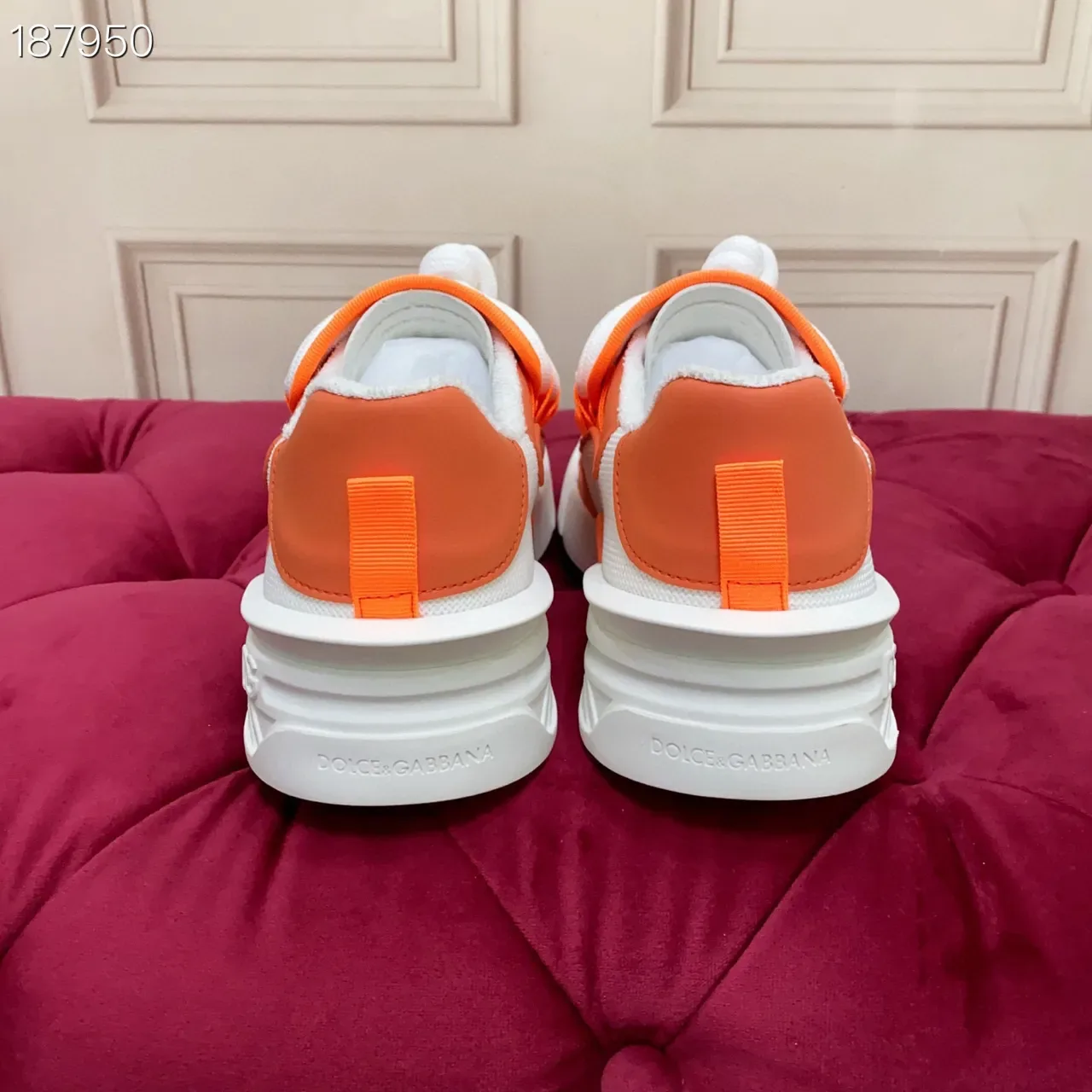 Dolce & Gabbana NS1 White Orange Low-Top Textile-Mesh Upper Lifestyle Sneakers 2