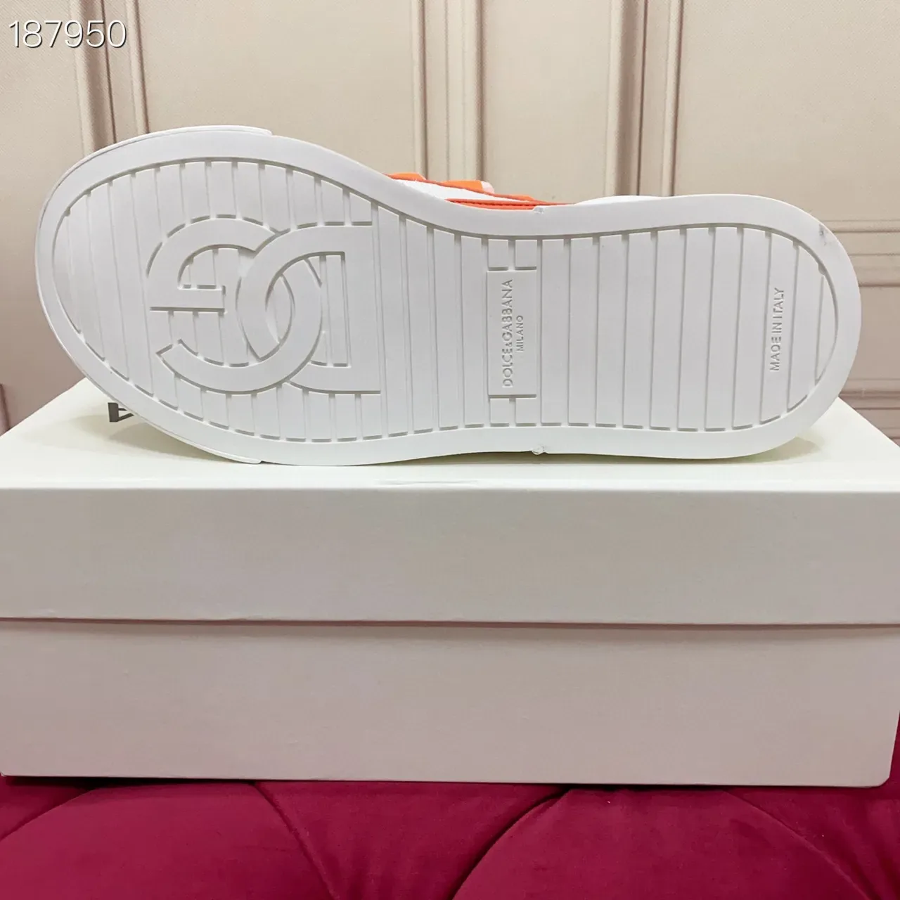Dolce & Gabbana NS1 White Orange Low-Top Textile-Mesh Upper Lifestyle Sneakers 3