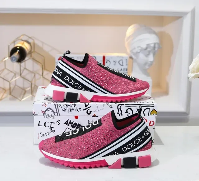 Dolce & Gabbana Speed Trainer गোলাপি চকচকে বোনা স্লিপ-অন লাইফস্টাইল স্নিকার্স 2