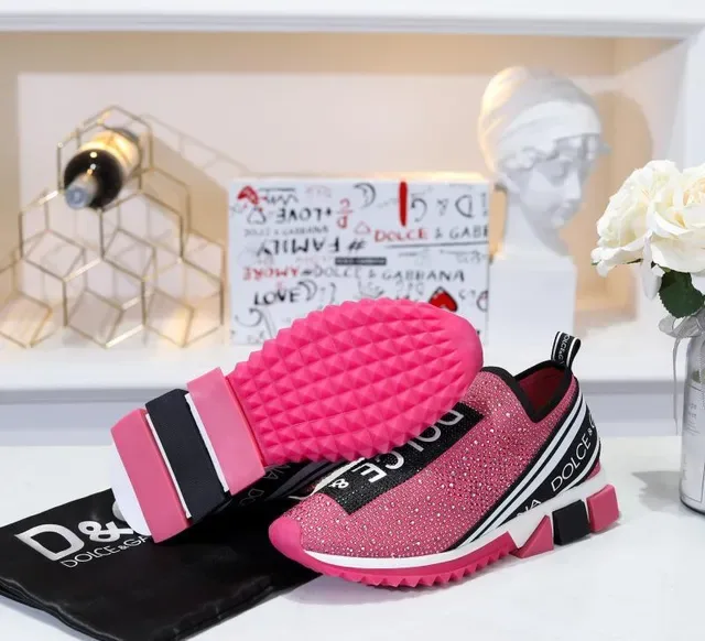 Dolce & Gabbana Speed Trainer गোলাপি চকচকে বোনা স্লিপ-অন লাইফস্টাইল স্নিকার্স 3