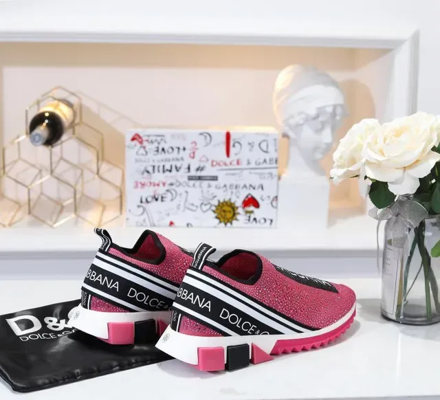 Dolce & Gabbana Speed Trainer गোলাপি চকচকে বোনা স্লিপ-অন লাইফস্টাইল স্নিকার্স 5