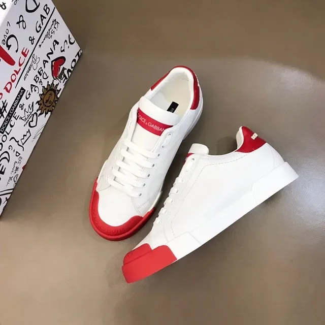 Dolce & Gabbana White Red Low-Top Platform Sole Lifestyle Sneakers 3