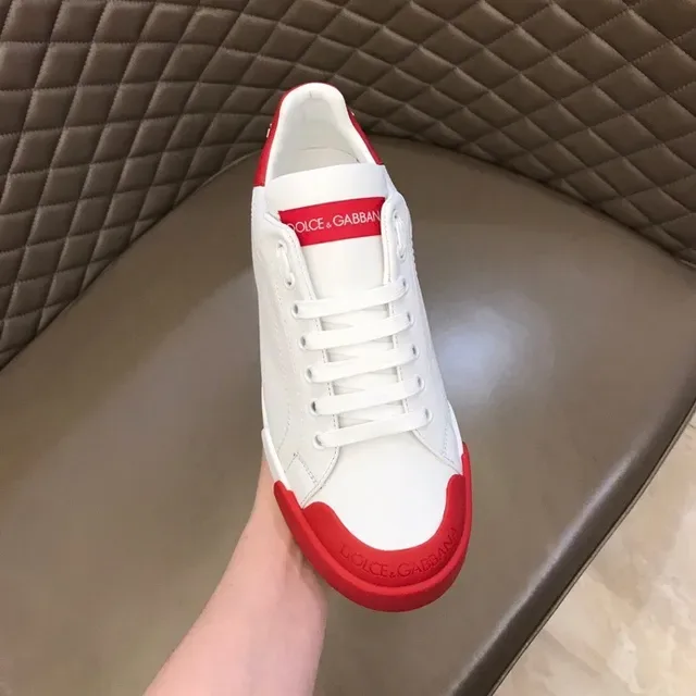 Dolce & Gabbana White Red Low-Top Platform Sole Lifestyle Sneakers 5