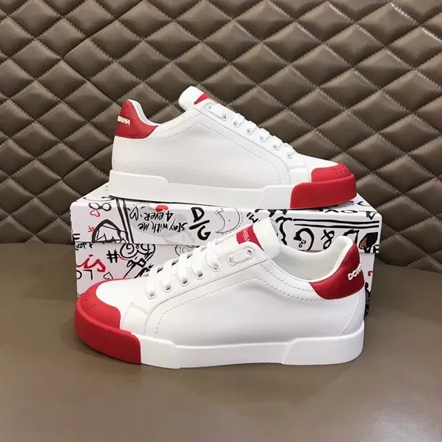 Dolce & Gabbana White Red Low-Top Platform Sole Lifestyle Sneakers 6