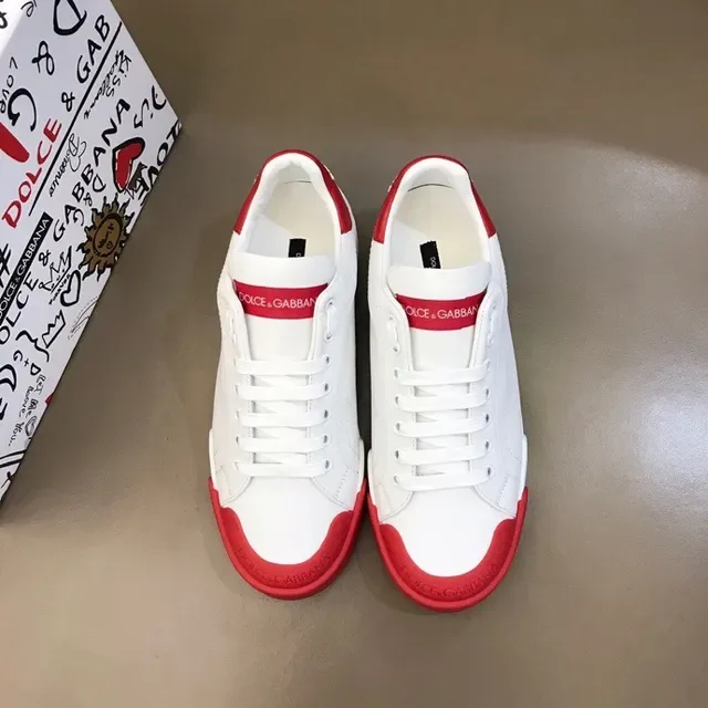 Dolce & Gabbana White Red Low-Top Platform Sole Lifestyle Sneakers 7