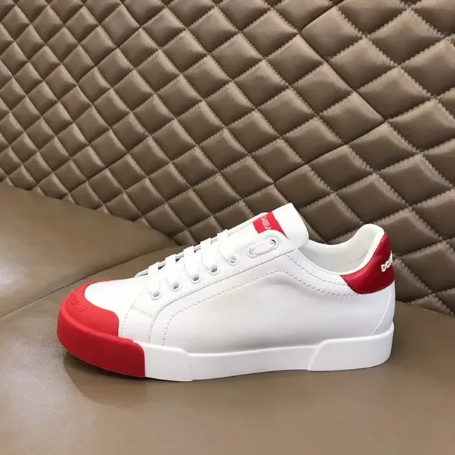 Dolce & Gabbana White Red Low-Top Platform Sole Lifestyle Sneakers 8