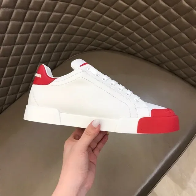 Dolce & Gabbana White Red Low-Top Platform Sole Lifestyle Sneakers 9