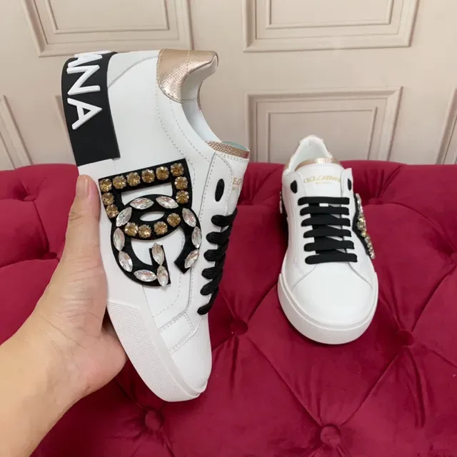 Dolce & Gabbana DG Logo Zapatillas Lifestyle Crystal Embellished Blancas 5