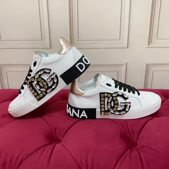 Dolce & Gabbana DG Logo Zapatillas Lifestyle Crystal Embellished Blancas 6