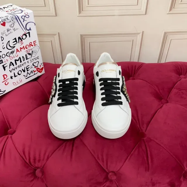 Dolce & Gabbana DG Logo Zapatillas Lifestyle Crystal Embellished Blancas 8