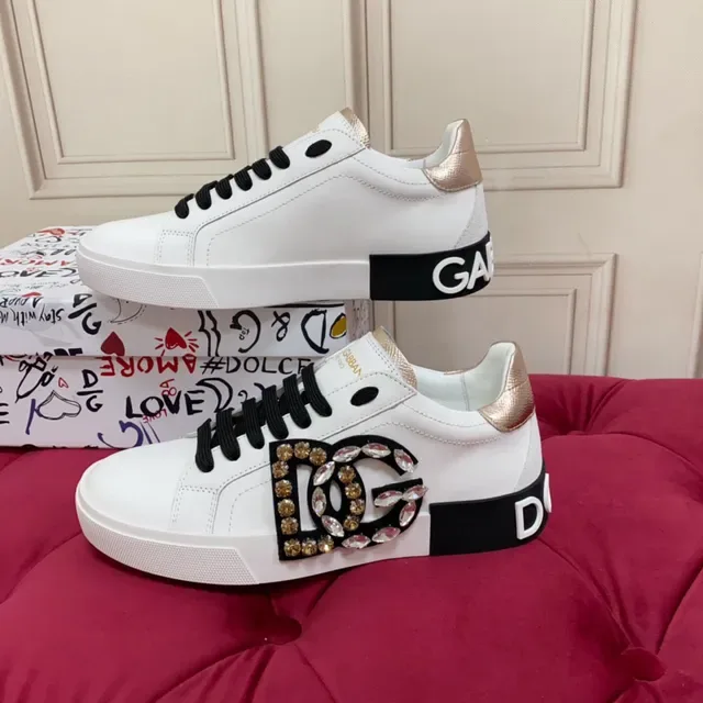 Dolce & Gabbana DG Logo Zapatillas Lifestyle Crystal Embellished Blancas 9