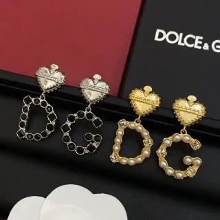 Dolce & Gabbana 金银色心形链条装饰耳环