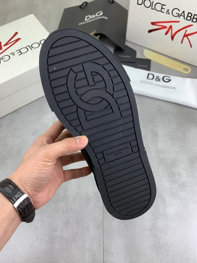 Dolce & Gabbana NS1 Black Monochromatic Molded Rubber Sole Lifestyle Sneakers 3