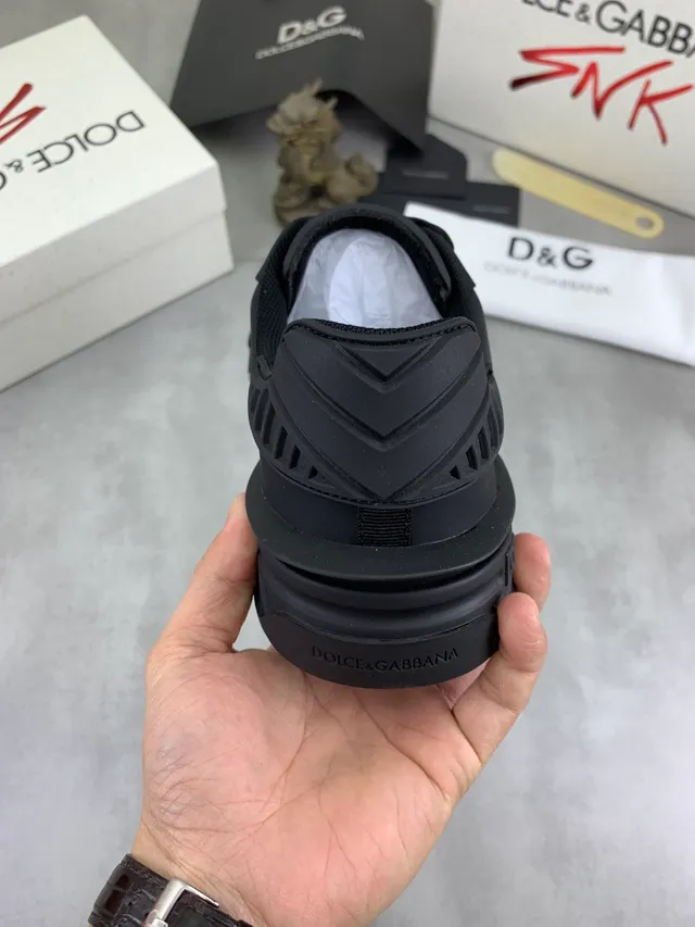 Dolce & Gabbana NS1 Black Monochromatic Molded Rubber Sole Lifestyle Sneakers 4