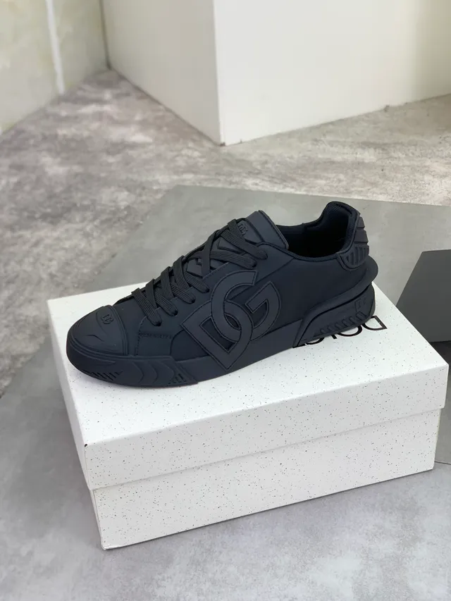 Dolce & Gabbana NS1 Black Monochromatic Molded Rubber Sole Lifestyle Sneakers 5