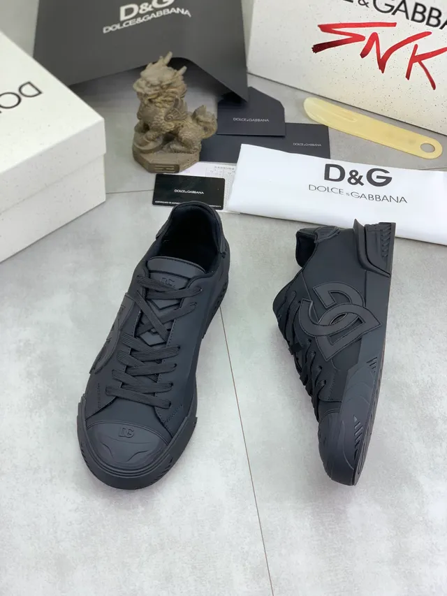 Dolce & Gabbana NS1 Black Monochromatic Molded Rubber Sole Lifestyle Sneakers 6