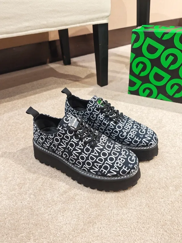 Dolce & Gabbana Tênis plataforma preto branco logo-print sola canvas chunky 5