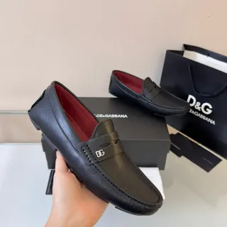 Dolce & Gabbana Portofino 黑色皮革 DG Logo 乐福鞋