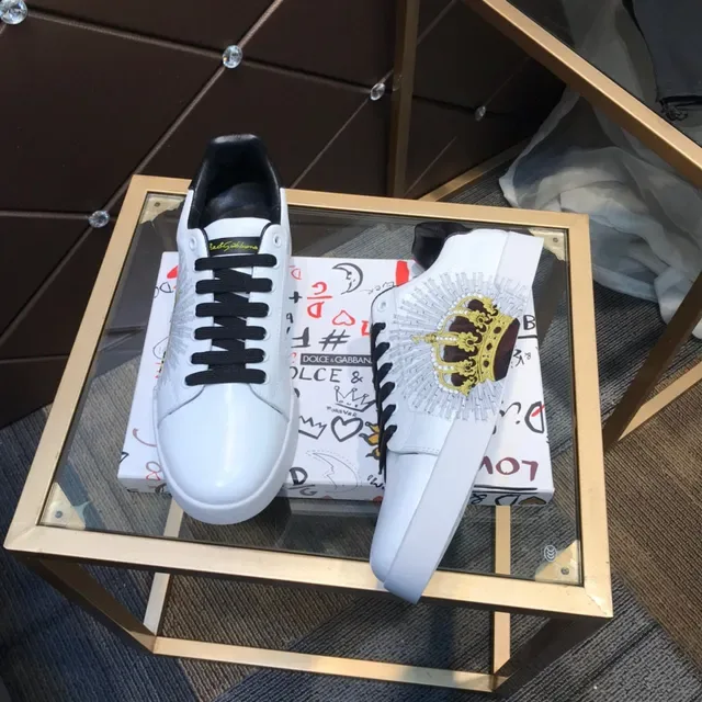 Dolce & Gabbana sneakers lifestyle blanc cuir brodé lion ailé 2