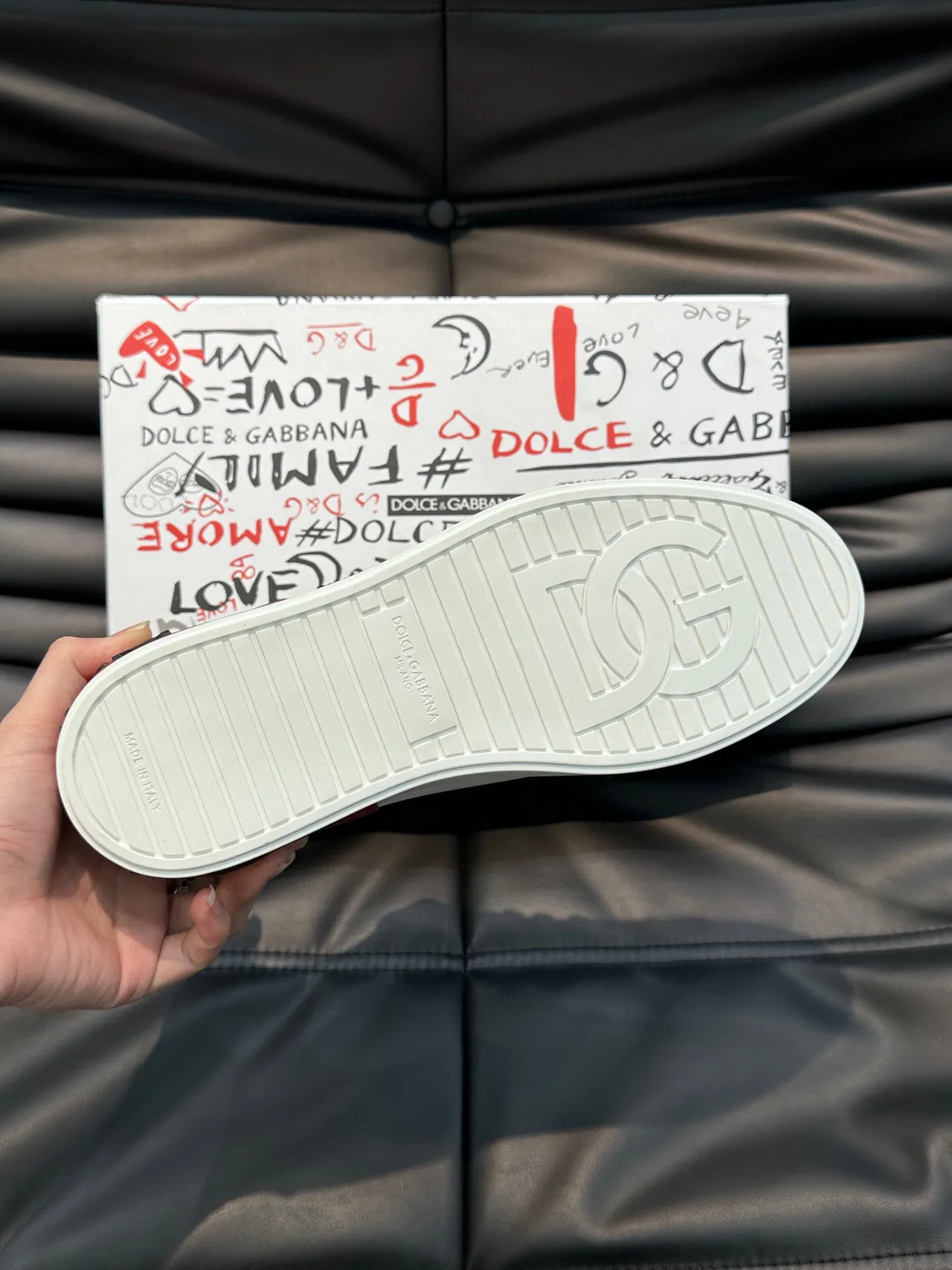 Dolce & Gabbana White Red Low-Top Leather Upper Lifestyle Sneakers 9