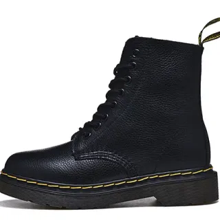Dr. Martens 1460 काला कण चमड़ा पीली सिलाई मार्टिन जूते