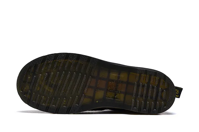 Dr. Martens 1460 Black Pebbled Leather Yellow Stitch Martin Boots 6