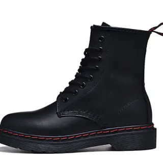 Dr. Martens 1460 काले लाल चिकनी ऊपरी 8-आई लेसिंग मार्टिन जूते