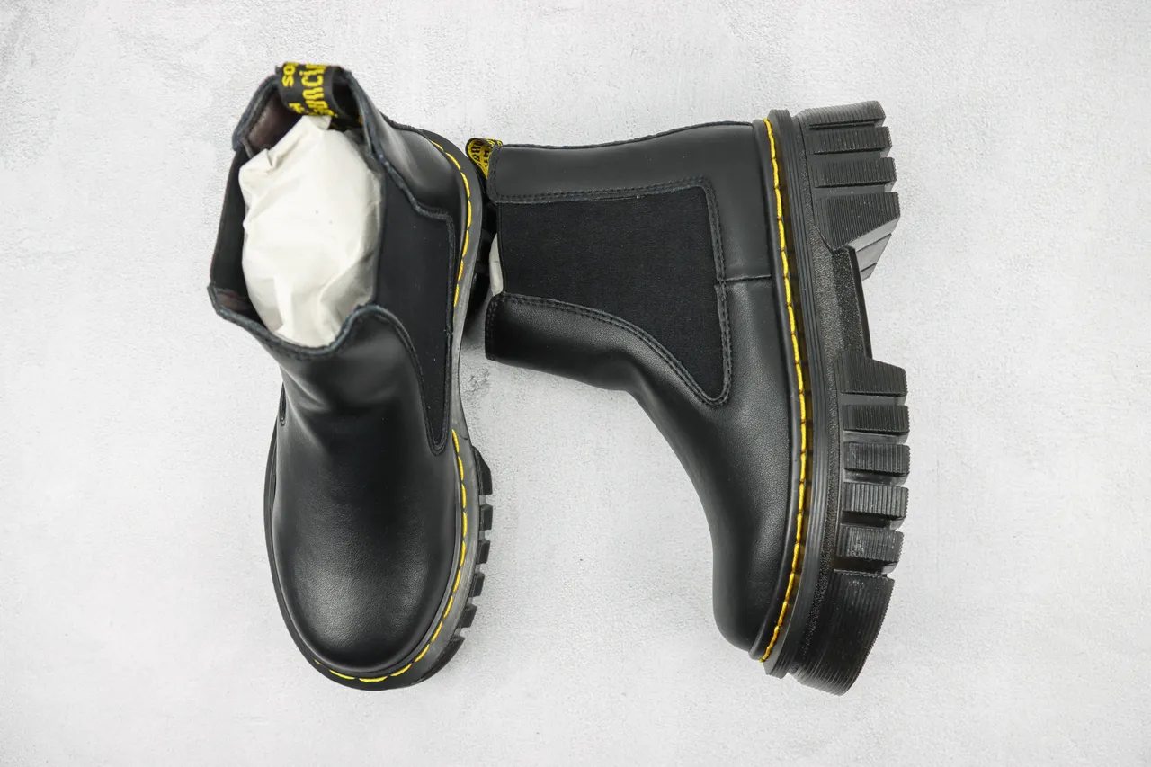 Dr. Martens Jadon Platform Black Yellow Stitch Chelsea Boot 3