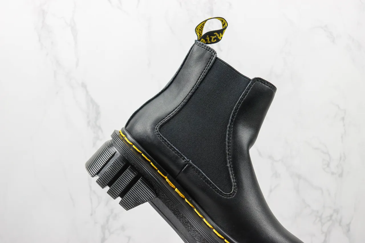 Dr. Martens Jadon Platform Black Yellow Stitch Chelsea Boot 5