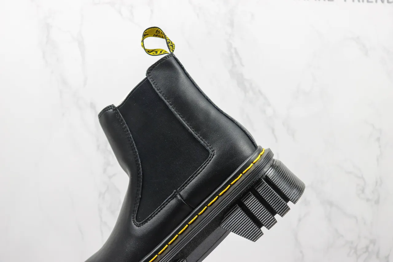 Dr. Martens Jadon Platform Black Yellow Stitch Chelsea Boot 7