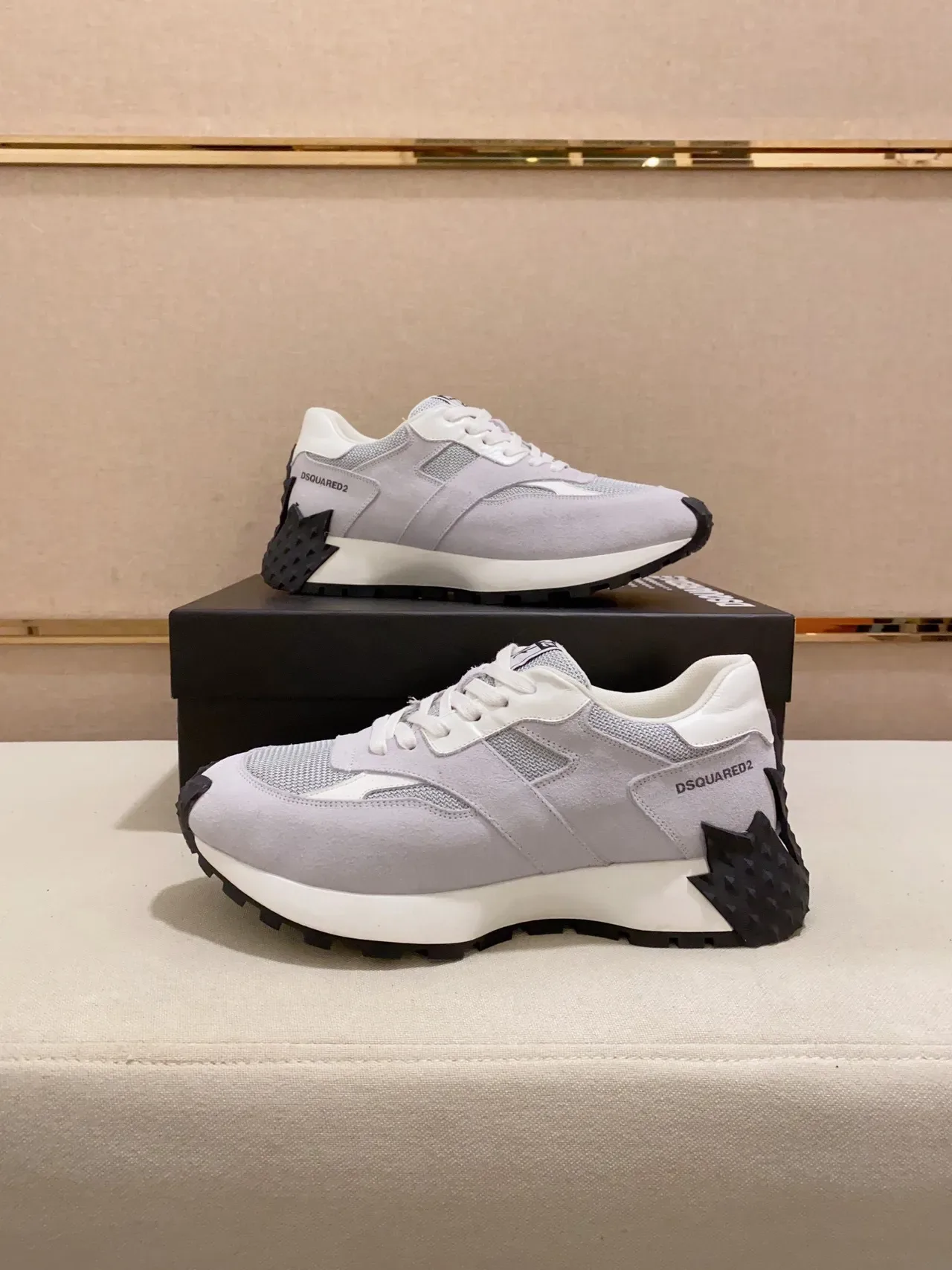 Dsquared2 ICON Light Gray and White Chunky Sneakers 6
