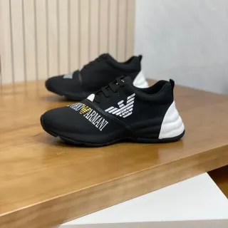 Emporio Armani Black and White Eagle Logo Lifestyle Sneakers