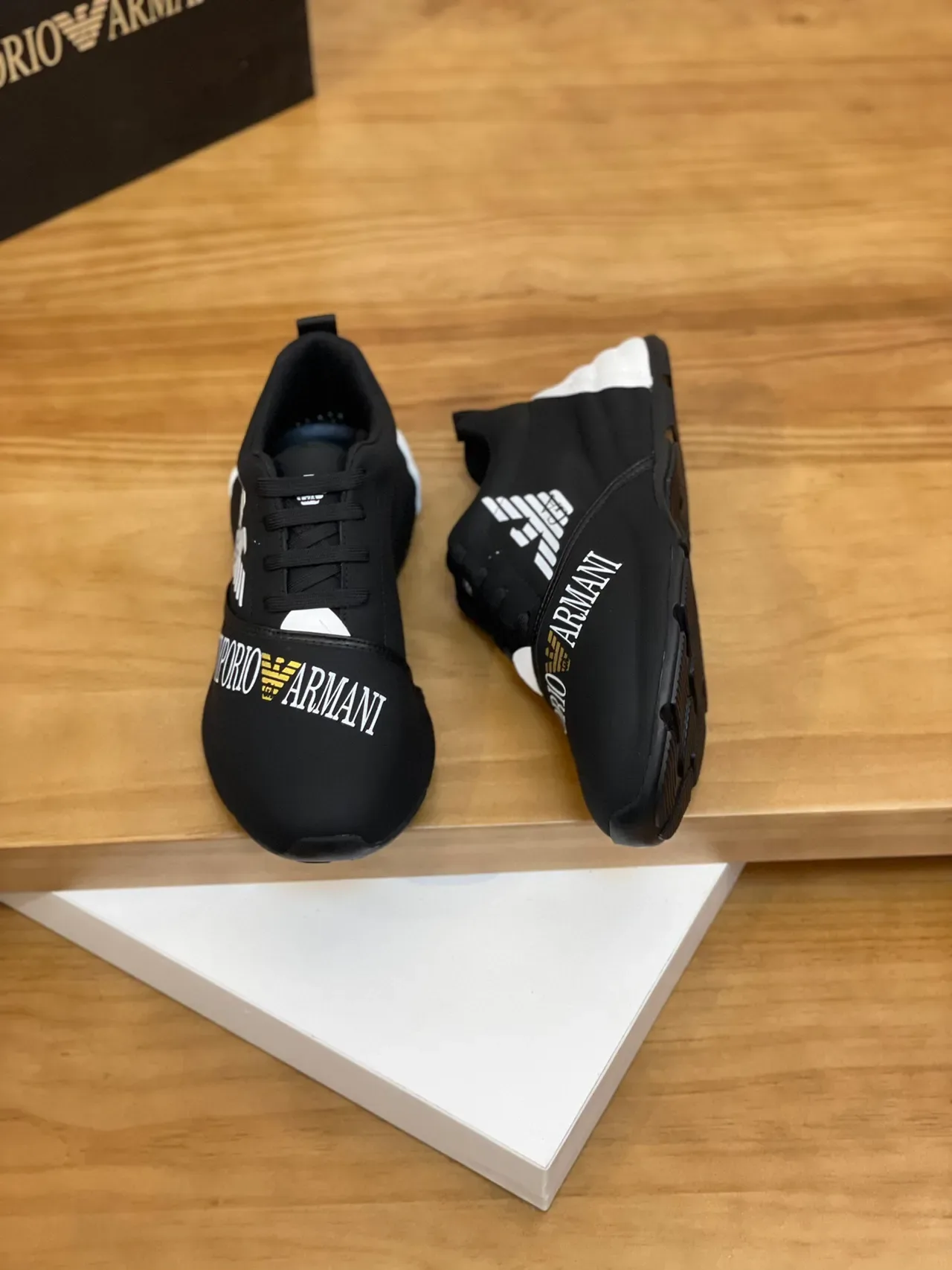 Emporio Armani Black and White Eagle Logo Lifestyle Sneakers 3