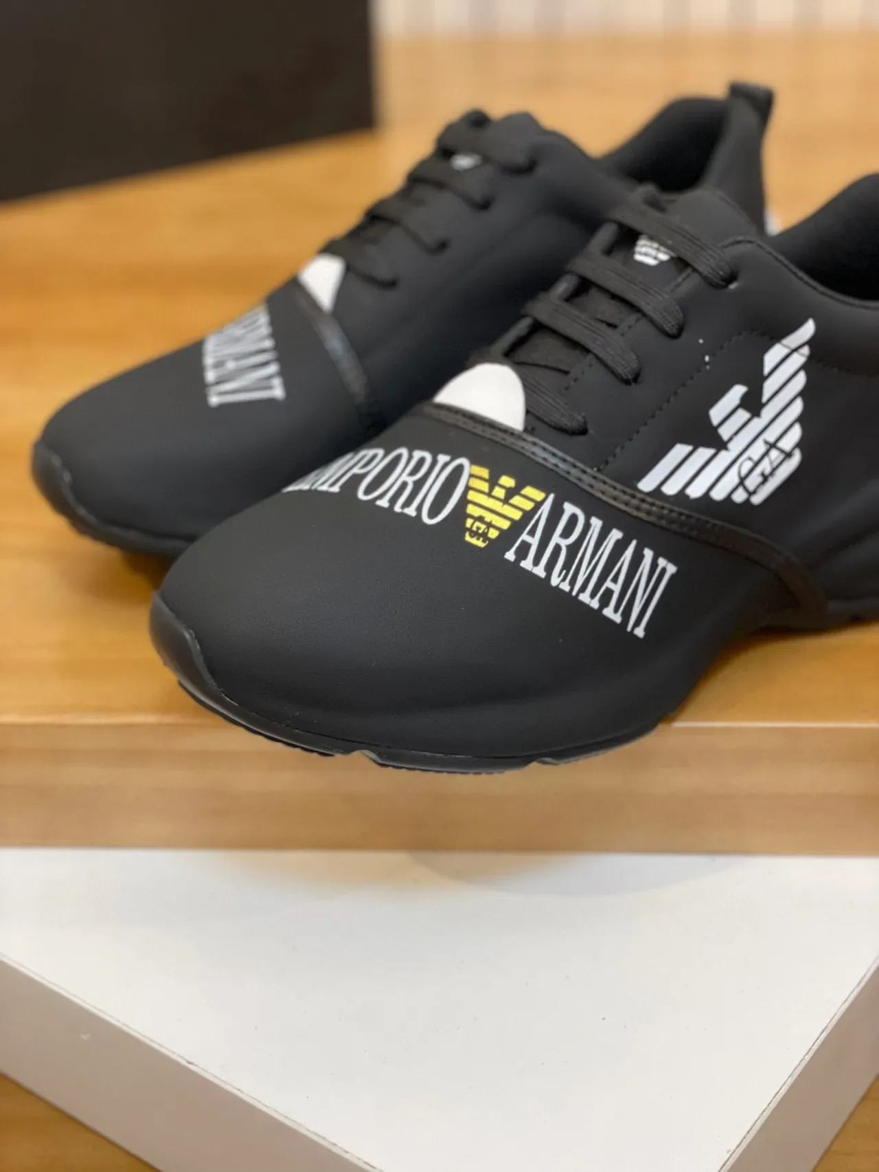 Emporio Armani Black and White Eagle Logo Lifestyle Sneakers 6