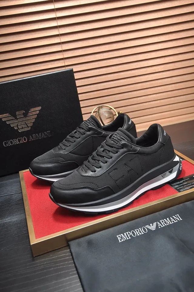 Emporio Armani Black Gray Leather And Synthetic Upper Embossed Eagle Logo Lifestyle Sneakers 7