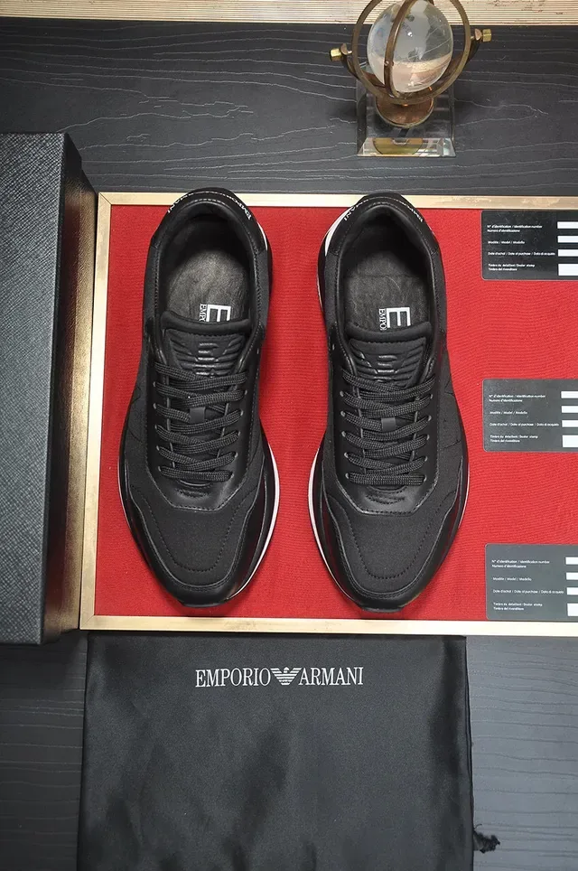 Emporio Armani Black Gray Leather And Synthetic Upper Embossed Eagle Logo Lifestyle Sneakers 9