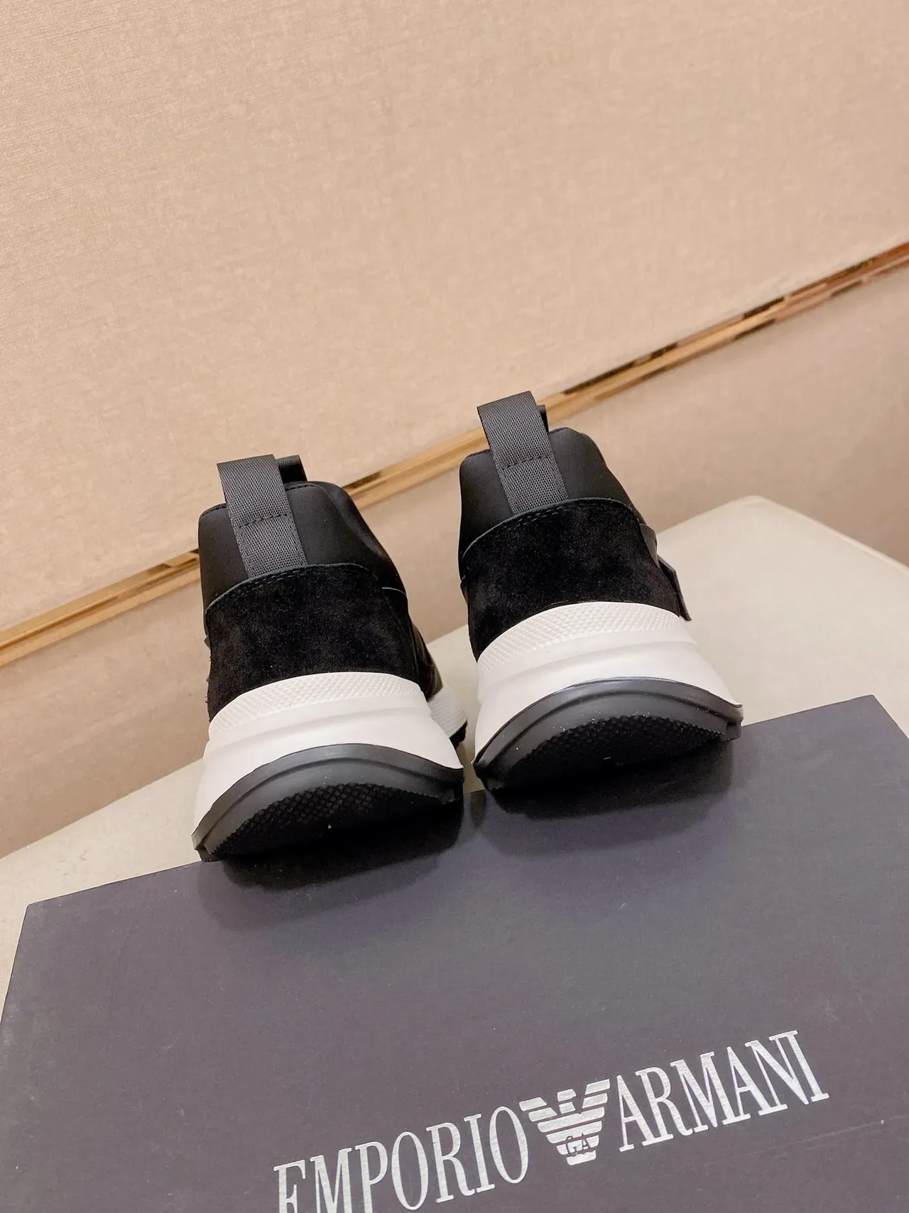Emporio Armani Black White Slip-On Mesh-and-Synthetic Upper Lifestyle Sneakers 8