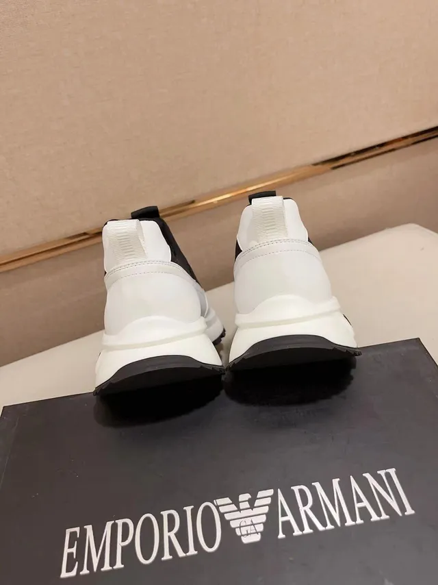 Emporio Armani Black White Slip-On Panelled Chunky Sneakers 8