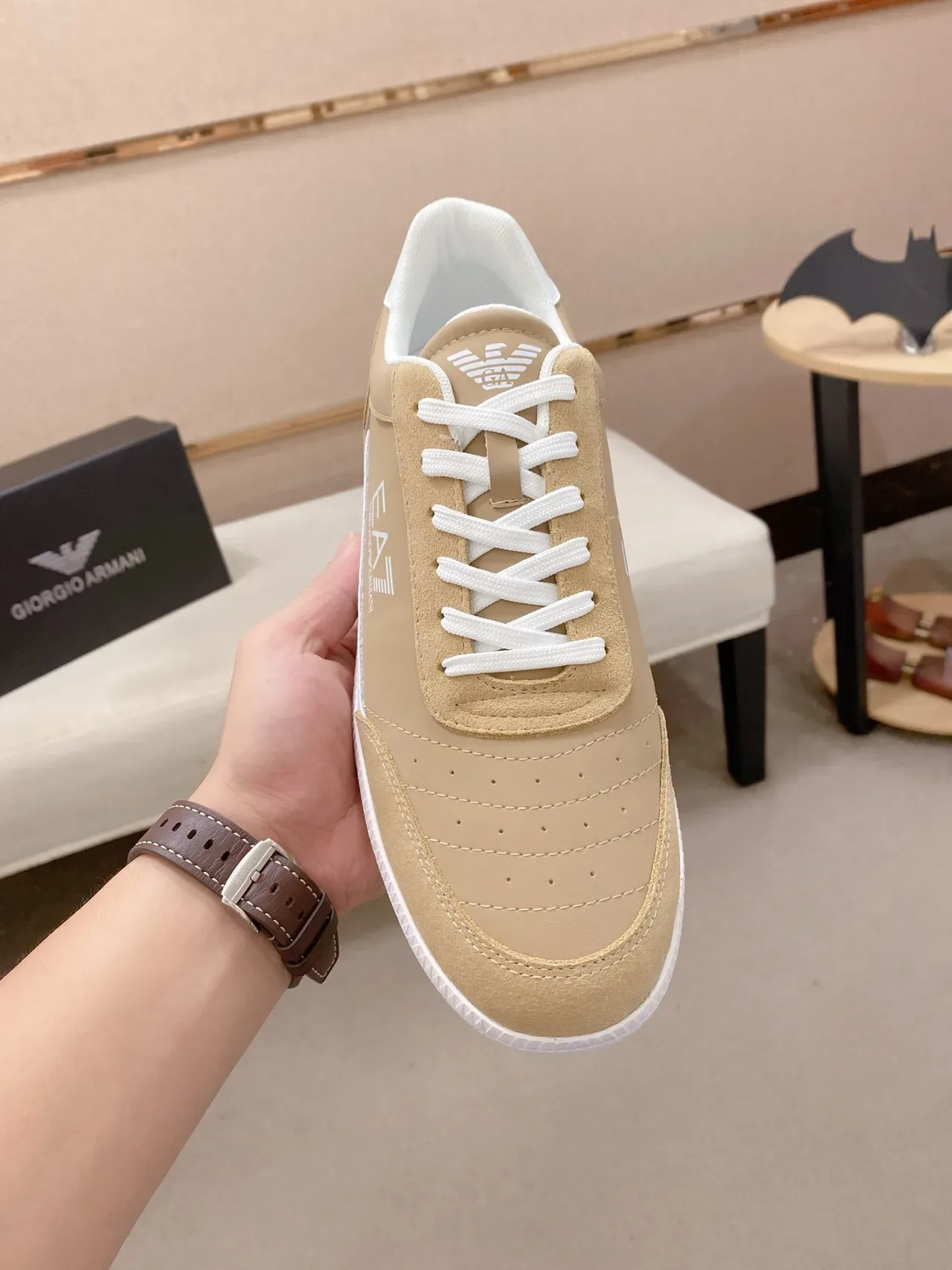 Emporio Armani EA7 سنیکرز لايف ستايل بيج وأبيض 5