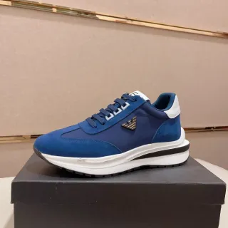 Emporio Armani ঈগল লোগো নীল সুয়েড লাইফস্টাইল স্নিকার্স