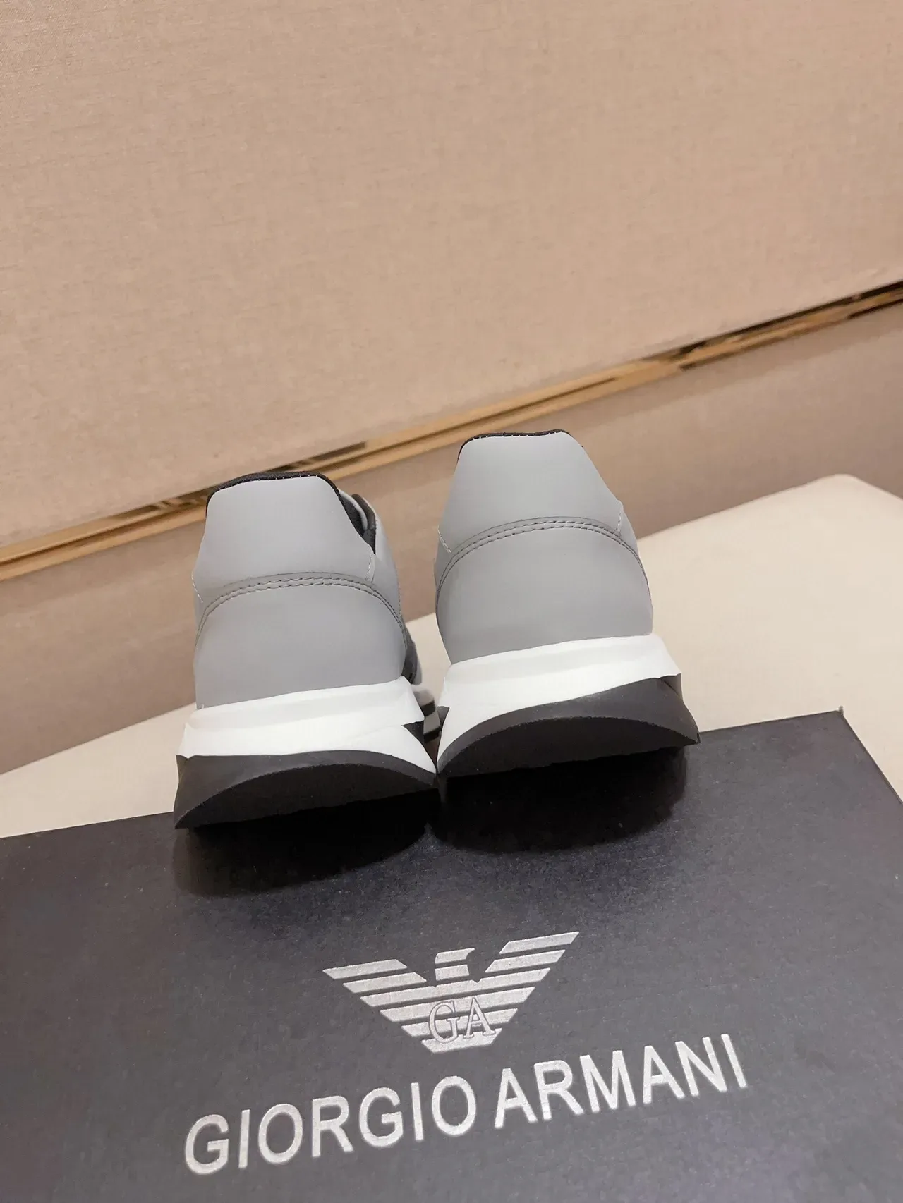 Emporio Armani Gray Black Mesh-and-Synthetic Upper Multi-Layered Contrast Sole Sneakers 8