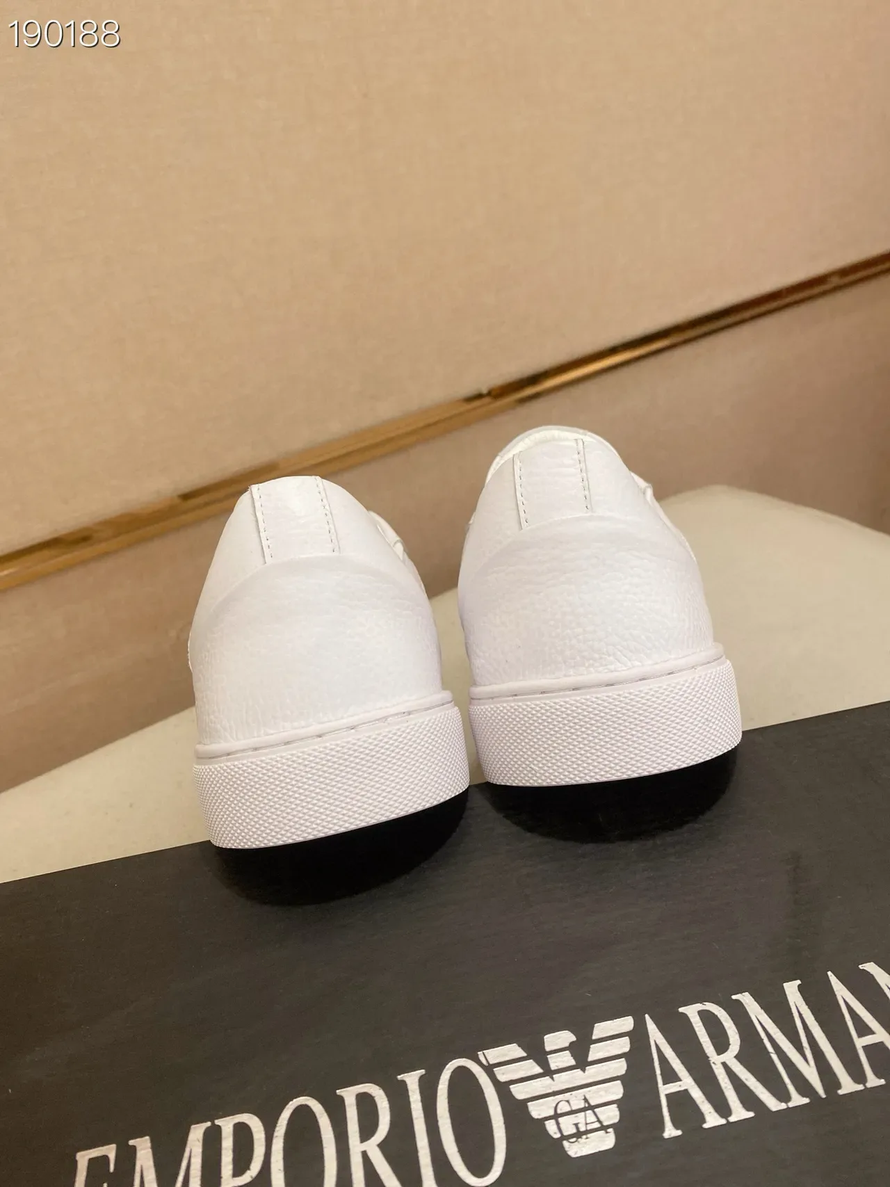 Emporio Armani White Textured Leather Eagle Logo Lifestyle Sneakers 2