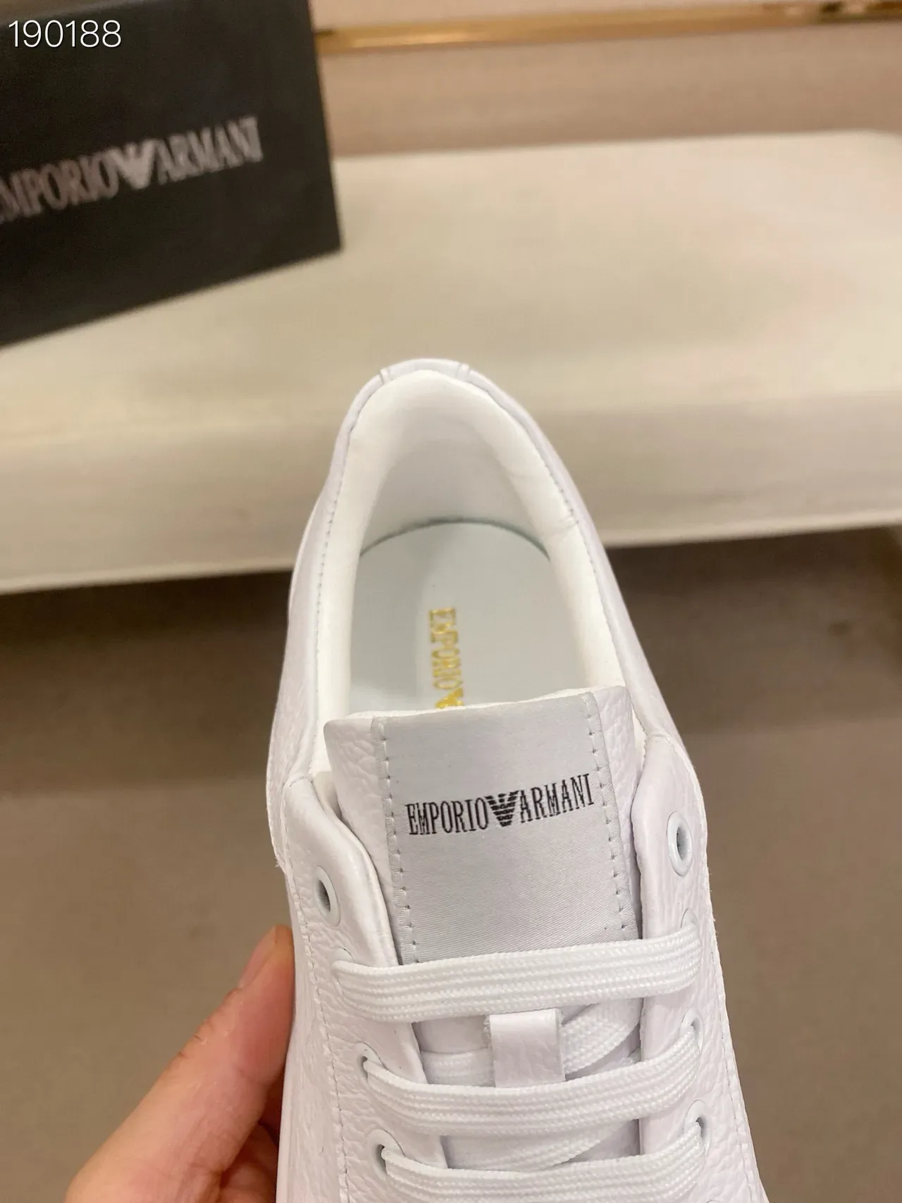 Emporio Armani White Textured Leather Eagle Logo Lifestyle Sneakers 6