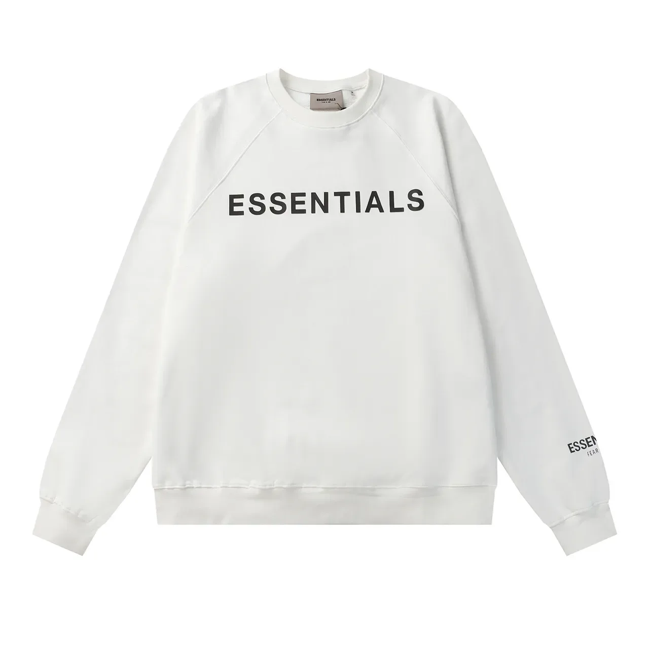 Fear of God Essentials pull noir à col rond à manches raglan 12